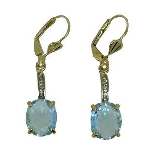 Large Blue Zircon Drop Dangle Earrings